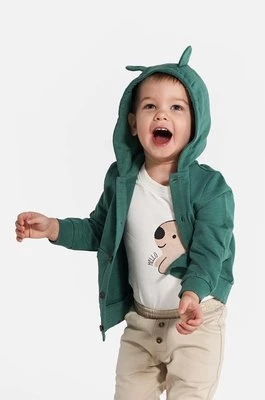 Coccodrillo bluza bawełniana niemowlęca kolor zielony z kapturem gładka