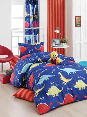 Colorful Cotton Komplet pościeli "Dinazorus" w kolorze niebieskim ze wzorem rozmiar: 135x200 cm Colorful Cotton Komplet pościeli "Dinazorus" w kolorze niebieskim ze wzorem rozmiar: 135x200 cm