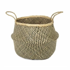 Compactor Kosz do przechowywania pleciony z trawy morskiej Belly, 45 x 36 cm, czarny, L