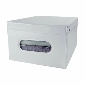 Compactor Pudełko do przechowywania składane z pokrywą SMART, 50 x 42 x 28 cm, biały, L