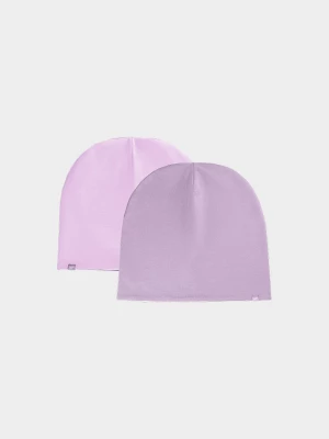 Czapka beanie dwustronna dziecięca - różowa 4F