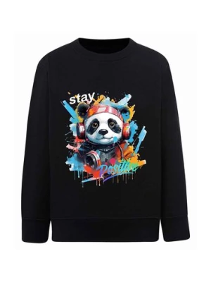 Czarna chłopięca bluza z nadrukiem - Panda TUP TUP