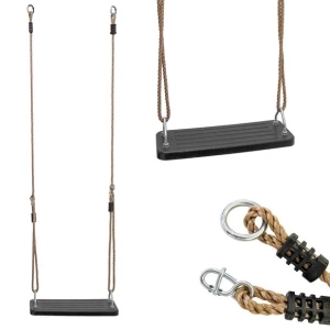 Czarne Gumowe Siedzisko Huśtawka 44,5 cm na Plac Zabaw dla Dzieci Solidna