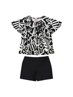 Czarno-biały komplet dla dziewczynki - bluzka + szorty Quimby