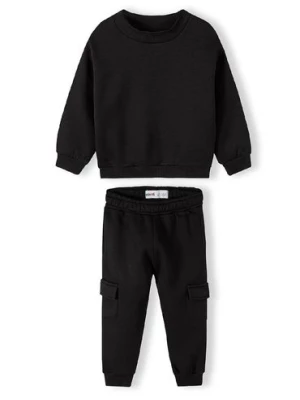 Czarny komplet dresowy dziewczęcy- bluza i spodnie bojówki Minoti
