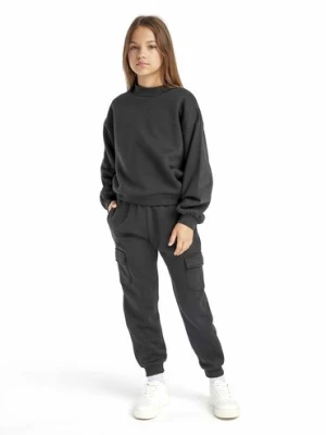 Czarny komplet dresowy dziewczęcy- bluza i spodnie bojówki Minoti
