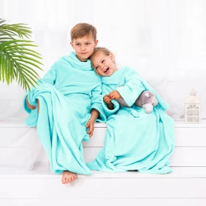 Decoking Koc z rękawami Lazy Kids turkusowy, 90 x 105 cm DecoKing
