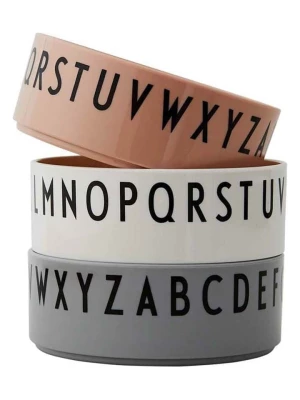 Design Letters Miski (3 szt.) w kolorze brązowym, białym i szarym - wys. 4,2 x Ø 11 cm rozmiar: onesize