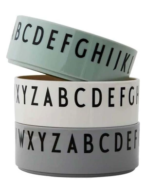 Design Letters Miski (3 szt.) w kolorze zielonym, białym i szarym - wys. 4,2 x Ø 11 cm rozmiar: onesize