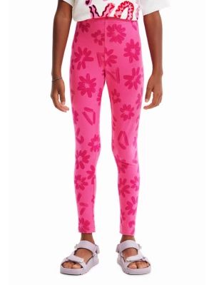 Desigual Legginsy 23SGKK01 Różowy Slim Fit