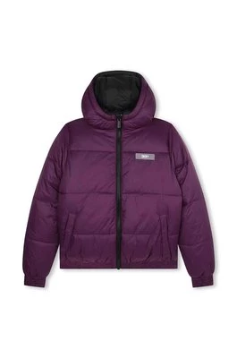 Dkny kurtka dwustronna dziecięca kolor fioletowy DKNY