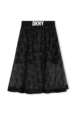 Dkny spódnica dziecięca kolor czarny midi rozkloszowana DKNY
