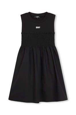 Dkny sukienka dziecięca kolor czarny midi rozkloszowana DKNY