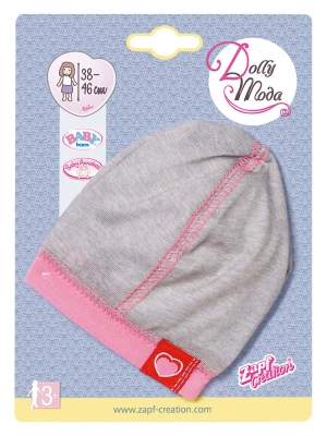 Dolly Moda Dwustronna czapka "Dolly Moda" w kolorze szarym dla lalek - 3+ rozmiar: onesize