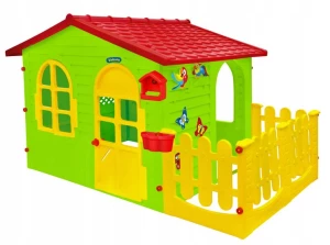 ﻿Domek dla dzieci duży z płotkiem Mochtoys plastik 2 lata +