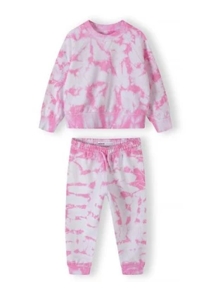 Dresowy komplet dla małej dziewczynki tie dye - różowy Minoti