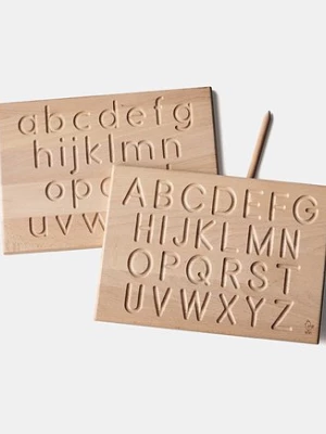 Drewniana zabawka edukacyjna tabliczka do nauki pisania liter AKOKOKIDS