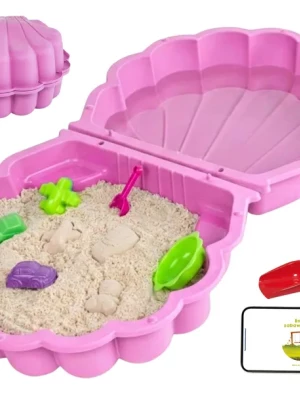 DUŻA PIASKOWNICA BASEN 2w1 DUŻA MUSZELKA Z POKRYWĄ + ŁOPATKA 2-częściowa