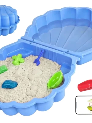 DUŻA PIASKOWNICA BASEN 2w1 MUSZELKA Z POKRYWĄ + ZABAWKA ŁOPATKA 2-częściowa