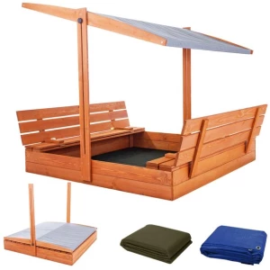 Duża Piaskownica XXL z Daszkiem Drewniana Impregnowana 140 6 Kolorów Daszka