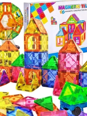 DUŻE Klocki Magnetyczne 3D Konstrukcyjne Magnetic Tiles Zestaw 70 elem. NS