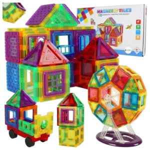 ﻿Klocki Magnetyczne DUŻE 3D Konstrukcyjne Magnetic Tiles Zestaw 70 elementów