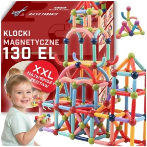 DUŻE KLOCKI MAGNETYCZNE 3D KONSTRUKCYJNE UKŁADANKA DLA DZIECI XXL 130 elem