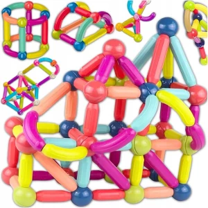 ﻿DUŻE KLOCKI MAGNETYCZNE KONSTRUKCYJNE EDUKACYJNE STICKS PATYCZKI XXL 120 el