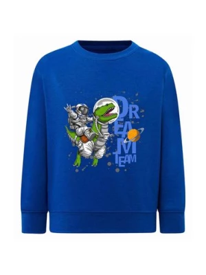 Dzianinowa bluza nierozpinana Astronauta & Dinozaur niebieska TUP TUP