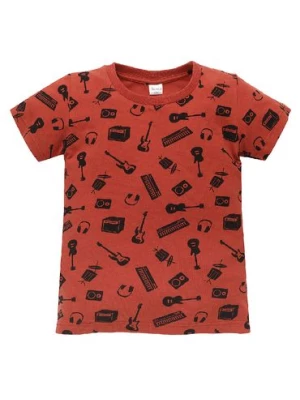 Dzianinowy t-shirt niemowlęcy Let's rock czerwony Pinokio