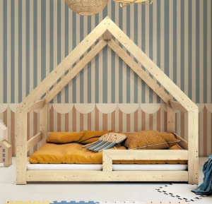 ﻿DZIECIĘCE ŁÓŻKO DOMEK 90X180 ŁÓŻECZKO DREWNIANE DLA DZIECKA + STELAŻ RB