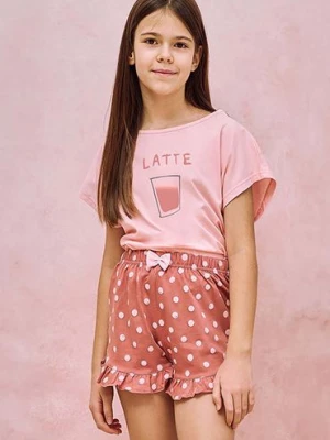 Dziewczęca piżama różowa z bawełny Frankie Taro - Latte