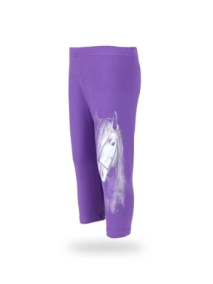 Dziewczęce legginsy 3/4 fioletowe z aplikacją z koniem TUP TUP