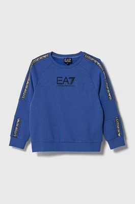 EA7 Emporio Armani bluza dziecięca kolor niebieski z nadrukiem