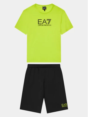 EA7 Emporio Armani Komplet t-shirt i szorty sportowe 3DBV01 BJ02Z 28BM Zielony Regular Fit