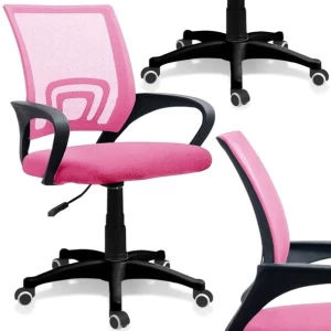 ERGONOMICZNY FOTEL OBROTOWY KRZESŁO BIUROWE ALEX RÓŻOWO-CZARNY RÓŻOWY