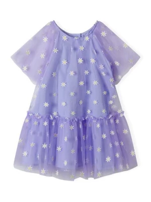 Fioletowa tiulowa sukienka w kwiatki dla niemowlaka Minoti