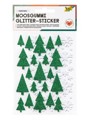 folia PAPER Naklejki brokatowe "Christmas" w kolorze zielonym z gumy piankowej - 5+ rozmiar: onesize