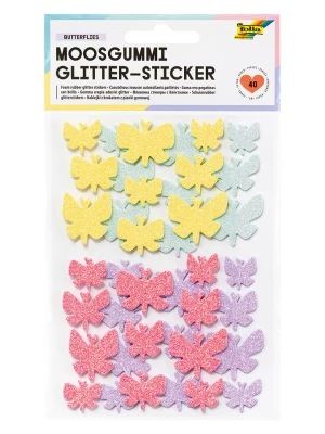 folia PAPER Naklejki z pianki gumowej "Butterflies" w różnych kolorach z brokatem - 5+ rozmiar: onesize