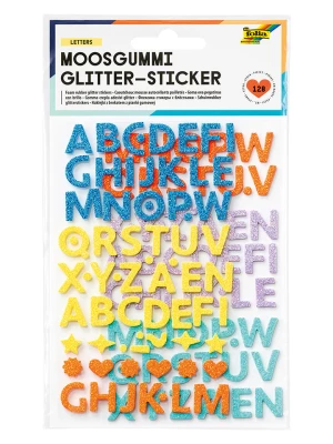 folia PAPER Naklejki z pianki gumowej "Letters" w różnych kolorach z brokatem - 5+ rozmiar: onesize