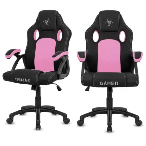 Fotel gamingowy obrotowy gracza tkanina różowy krzesło do biurka ucznia