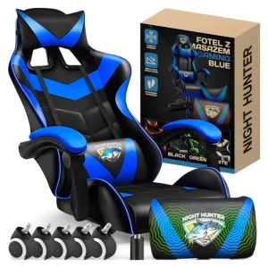 FOTEL gamingowy z MASAŻEM pleców KOMPUTEROWY OBROTOWY dla gracza!