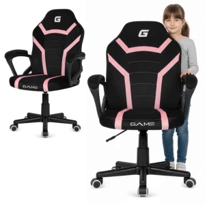 Fotel obrotowy gamingowy biurowy krzesło do biurka welur czarno różowy