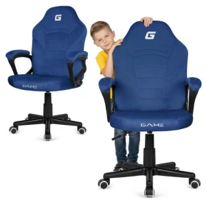 Fotel obrotowy gamingowy biurowy MARIO krzesło do biurka welur niebieskie