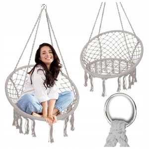 ﻿FOTEL WISZĄCY HUŚTAWKA OGRODOWA BOCIANIE GNIAZDO DO DOMU OGRODU 120CM SZARY
