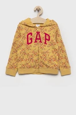 GAP bluza dziecięca kolor żółty z kapturem z aplikacją Gap