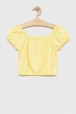 GAP bluzka lniana dziecięca kolor żółty gładka Gap
