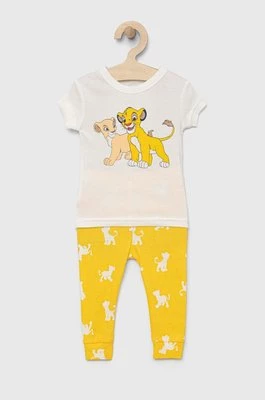 GAP piżama bawełniana dziecięca kolor żółty wzorzysta Gap