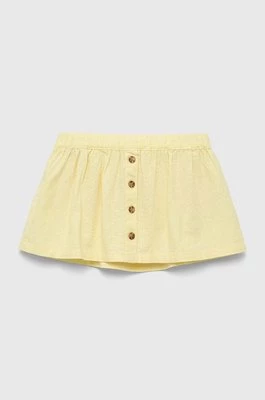 GAP spódnica lniana dziecięca kolor żółty mini rozkloszowana Gap