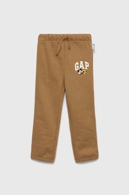 GAP spodnie dresowe dziecięce x Disney kolor brązowy gładkie Gap